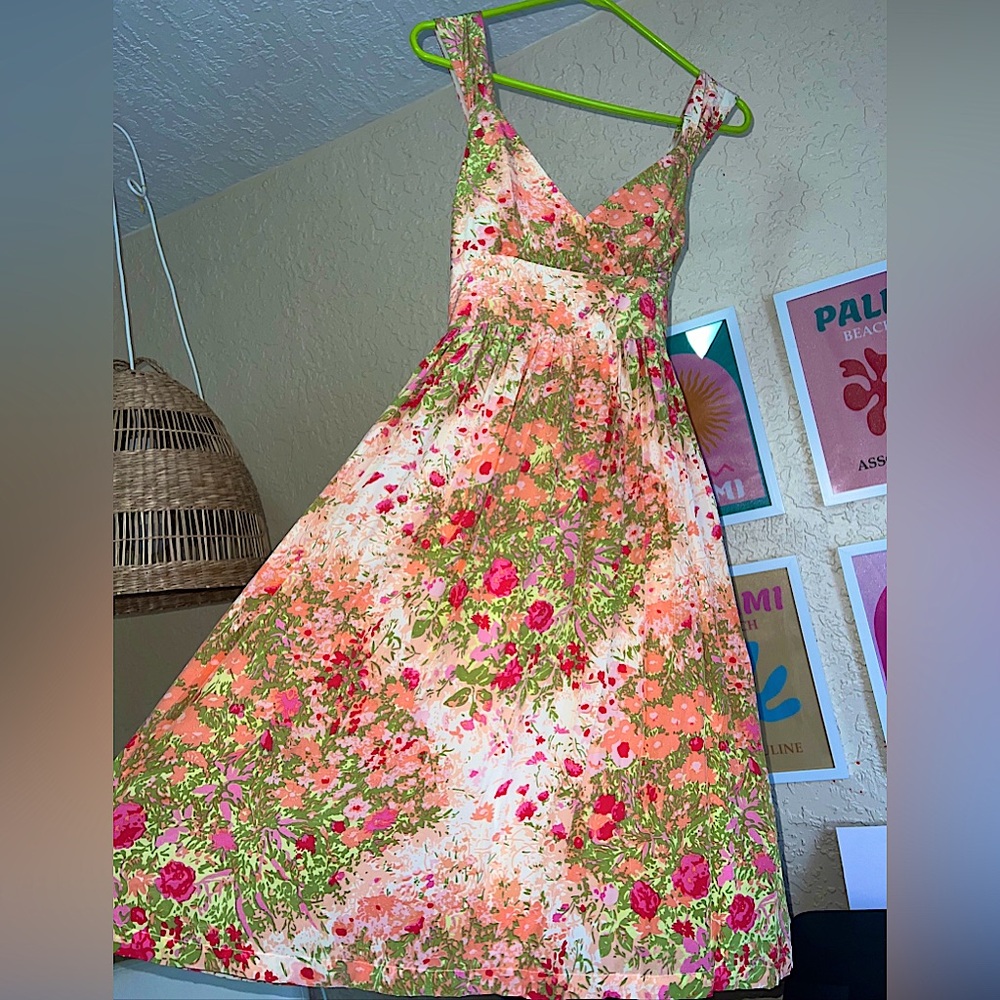 Anthropologie Plenty Frock Tracy Reese Dress 100% Silk Floral Tea Sundress 6